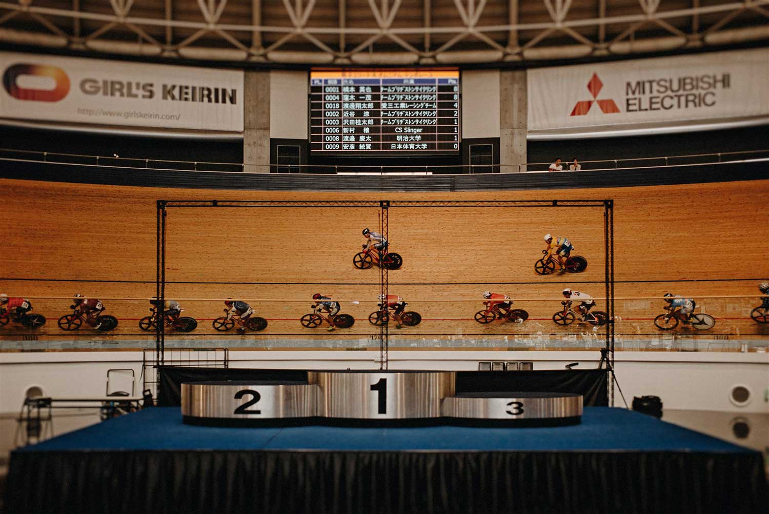 Japanese national track cycling championships event goes on behind podium