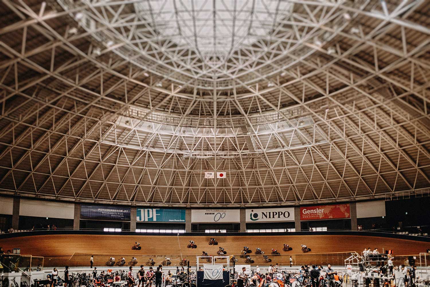 Indoor view of Izu Velodrome during the Japan National Keirin Championships